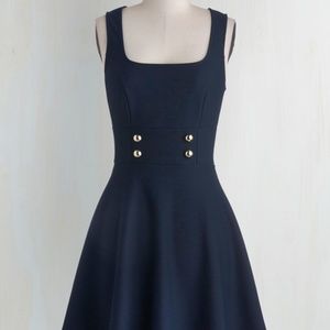Modcloth Delightfully Charming Dress in Navy